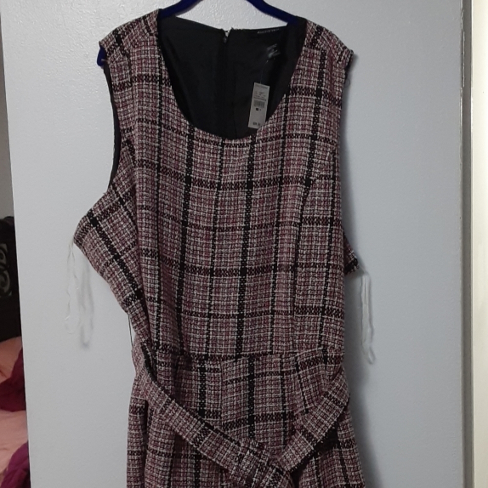 Sleeveless plaid high low dress
